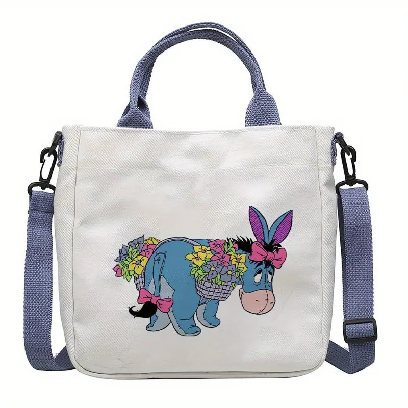 جديد ديزني Eeyore طباعة قماش حقيبة كروسبودي سعة كبيرة رسول حزمة في الهواء الطلق المحمولة انفصال حزام الكتف حقيبة يد