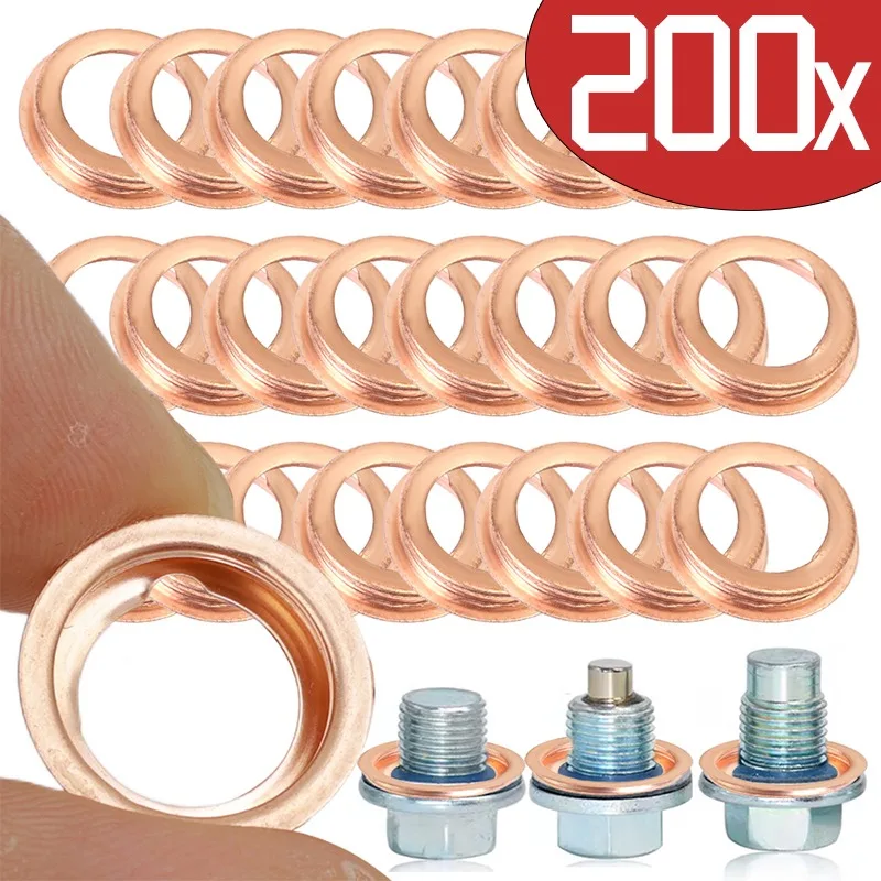 Car Oil Drain Gasket Drainage Bolt Pad Copper Oil Drain Plug Gasket Auto Replaceable Accessories 11026-01M02 for Infiniti Altima