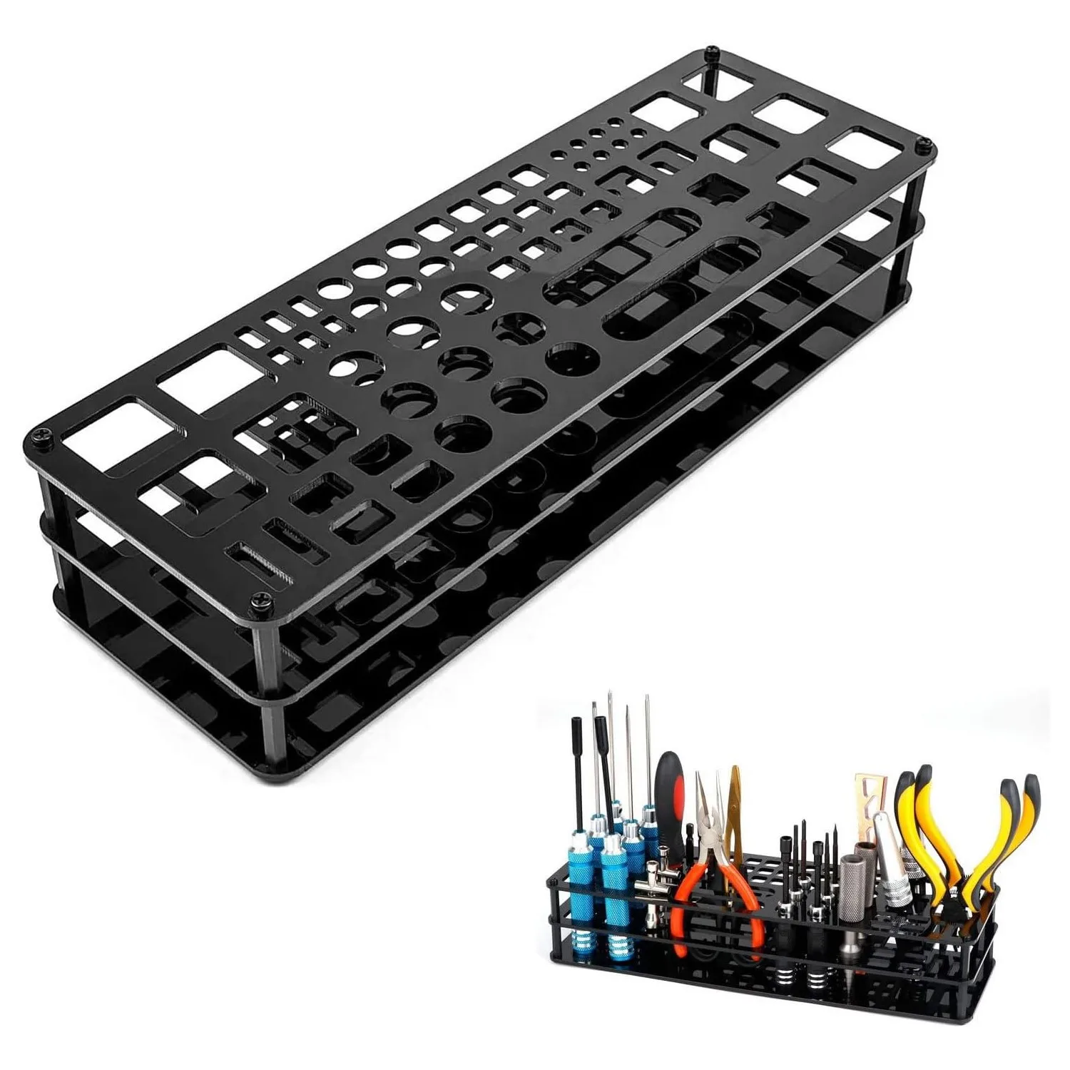 Joystar 63 Holes Screwdriver Storage Rack,Screwdriver Organizers,Portable Tool Box,for Screwdriver Tweezer Brushes Pens