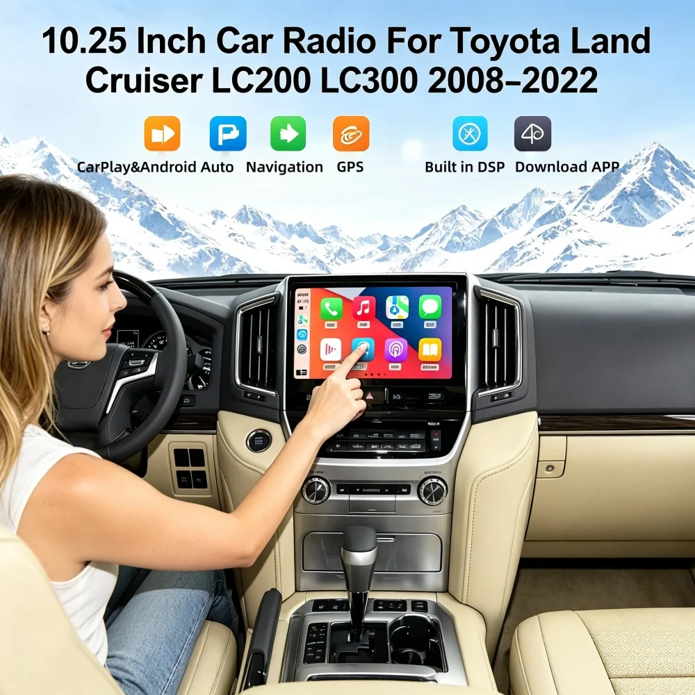 Android 14 For Toyota Land Cruiser LC200 2008~2022 Wireless CarPlay Car Radio GPS Navigation Touch Multimedia Player Head Unit