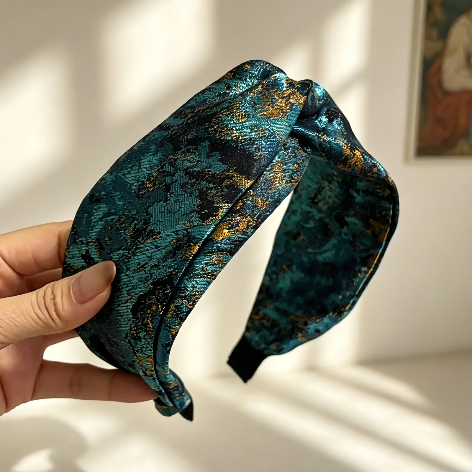 Retro-Style Headband, Wide-Brimmed High-Top Headband, Versatile Printed Headwear, Adult Fabric Hair Accessory SA181