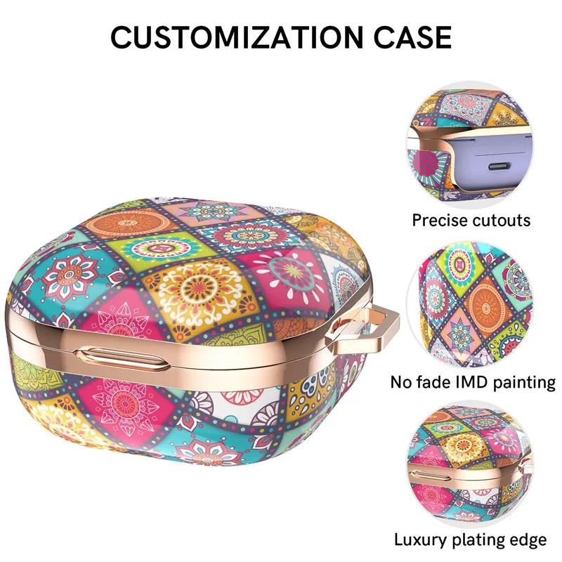 สำหรับ Samsung Galaxy Buds Pro/Live/Buds 2ดอกไม้ภาพวาดหูฟังพร้อมพวงกุญแจสำหรับ Galaxy buds2 Pro กรณี