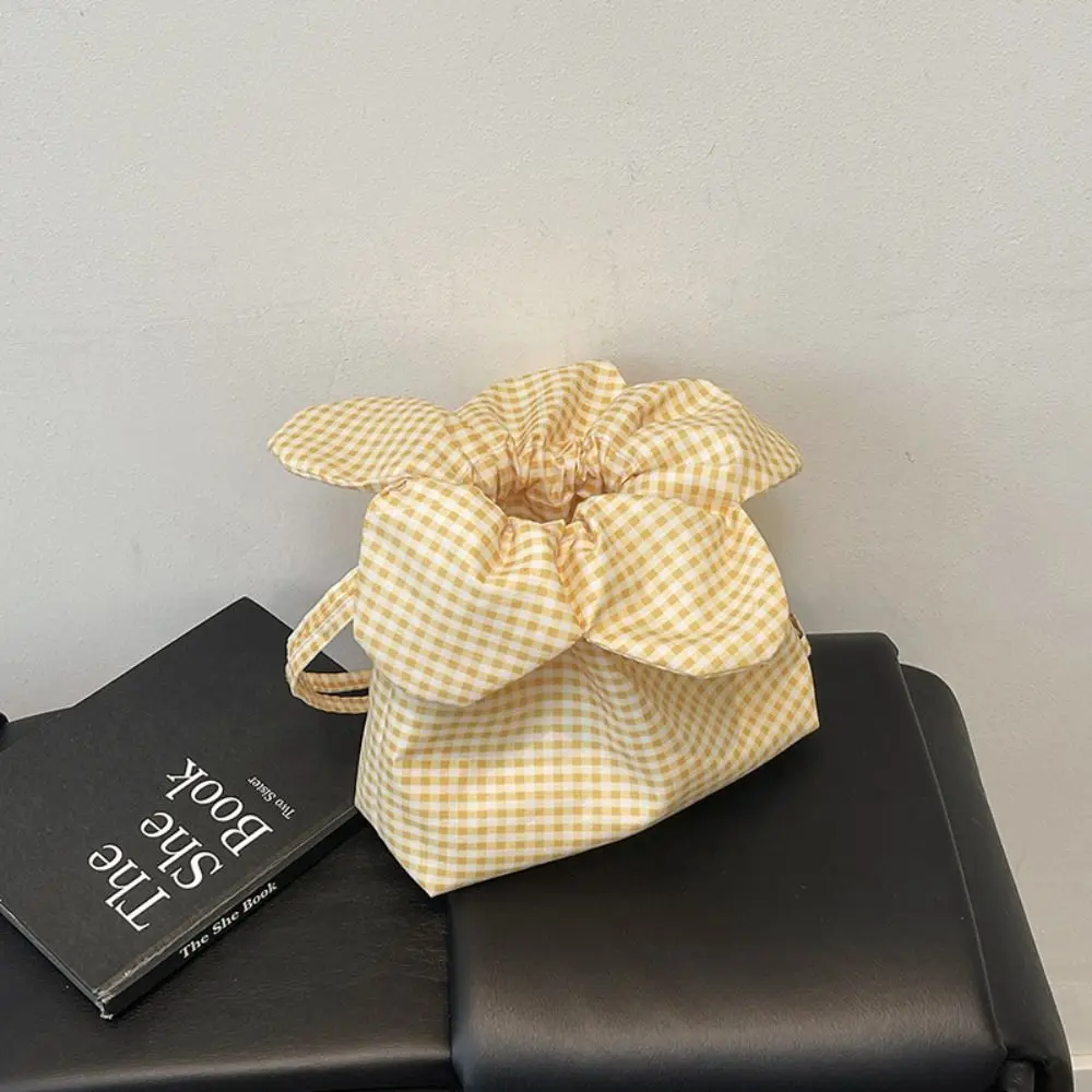 

Повседневная сумка в корейском стиле в клетку с завязками, тканевая сумка с принтом, маленькая сумка через плечо, сумка для хранения, вместительная сумка на плечо, дорожная сумка