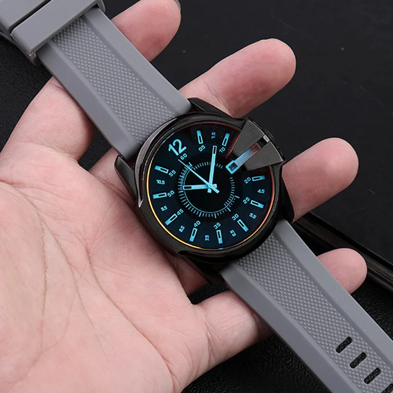 High Quality Silicone Watch Strap for Diesel DZ4476 DZ4318 DZ4427 DZ4323 Waterproof Rubber Sport Wrist Band Men Watchband 26mm