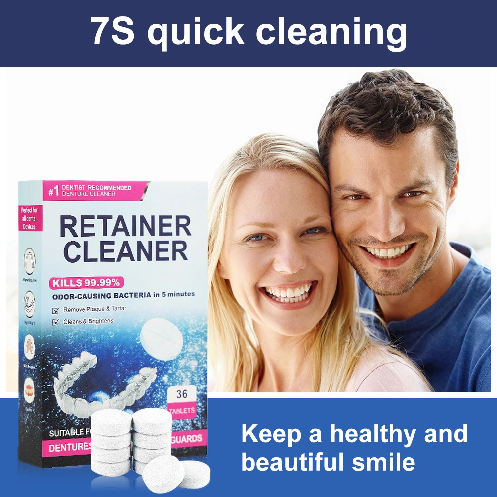 180 Denture Retainer cleaning tablets pcs, eliminates bacteria, bad odors, discoloration, stains, plaque,New Package Orthodontic