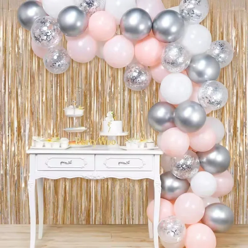 1/2/3Pack Glitter Party Backdrop Metallic Foil Tinsel Fringe Curtain Birthday Wedding Graduations Decoration Anniversary Photo. view 5