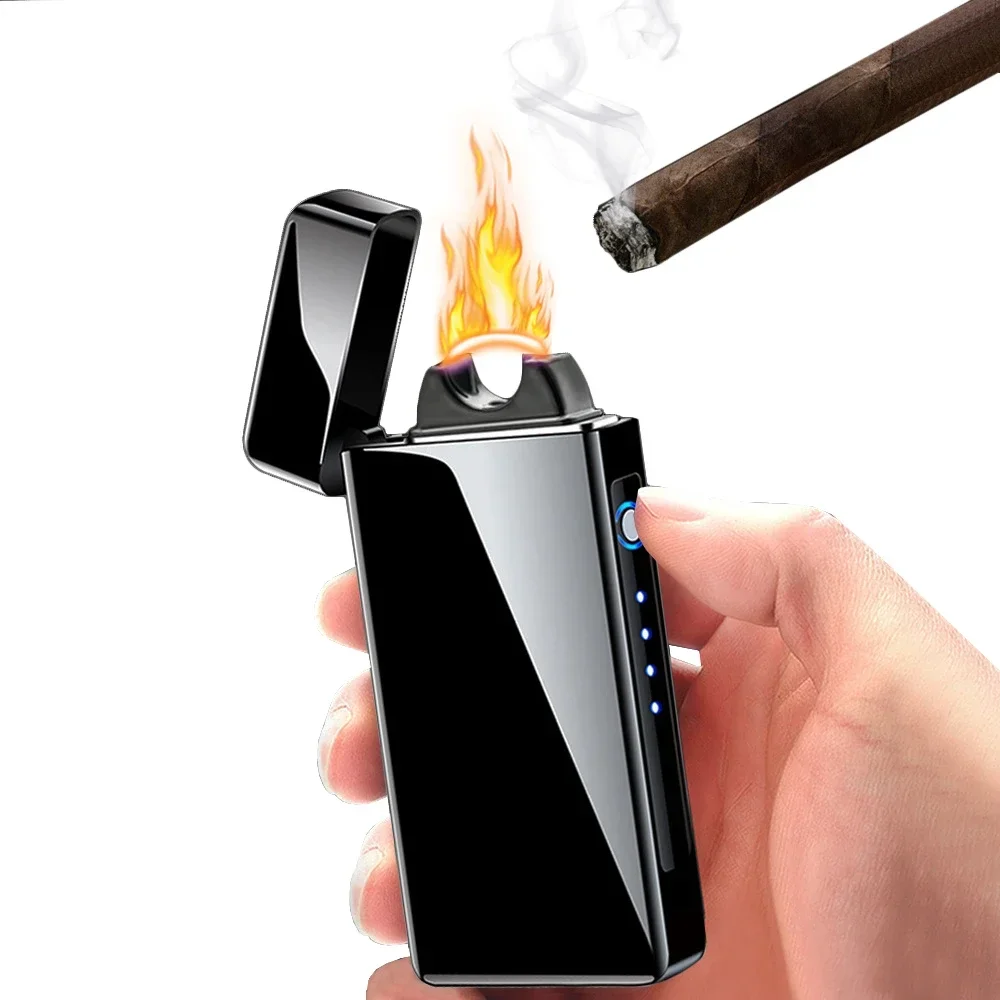 Extra Large Arc Cigar Lighter Electric Flame Plasma Arc Lighter Metal Windproof USB Rechargeable Lighter For Smoking Accessories