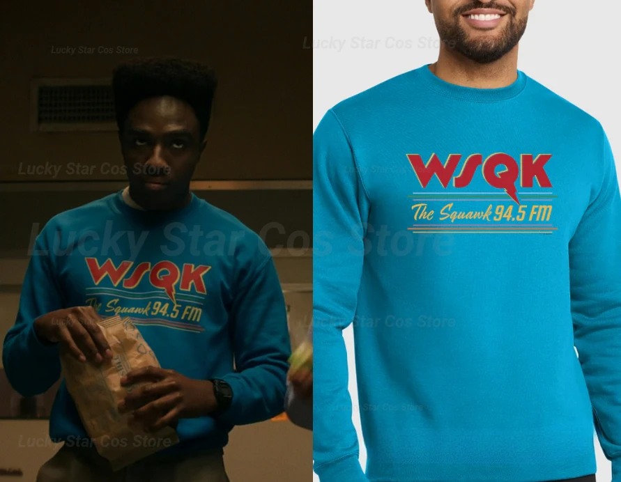 

Футболка WSQK «The Squawk» с длинным рукавом в стиле ретро-радиостанции, с 3D-графикой в стиле ретро, для мужчин и женщин, ностальгический подарок на День святого Валентина
