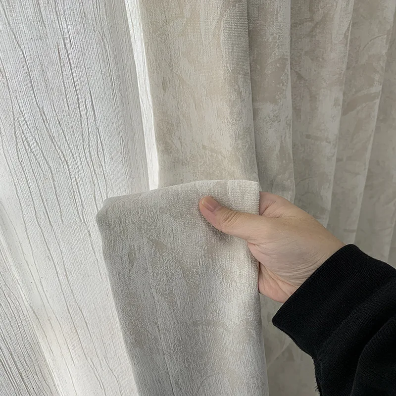 Aangepaste crème paal chenille jacquard gordijnen voor woonkamer slaapkamer Frans raam balkon afgewerkte huisdecoratie