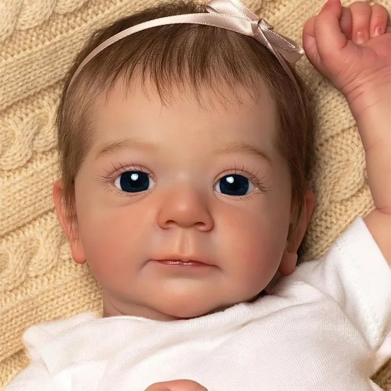 45cm Reborn Baby Doll Felicia Already Finished Doll with rooted Hair Soft Vinyl Newborn Baby 3D Skin Visible Veins