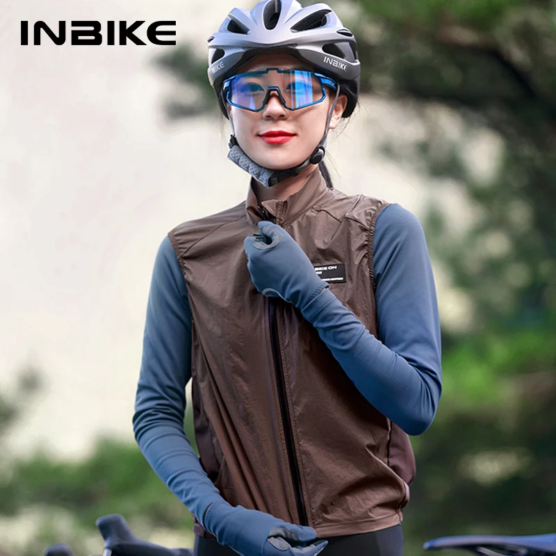 INBIKE 여성용 사이클링 조끼, 민소매 러닝 레인 재킷, 경량 MTB 자전거 의류, 주머니가 있는 반사 윈드브레이커