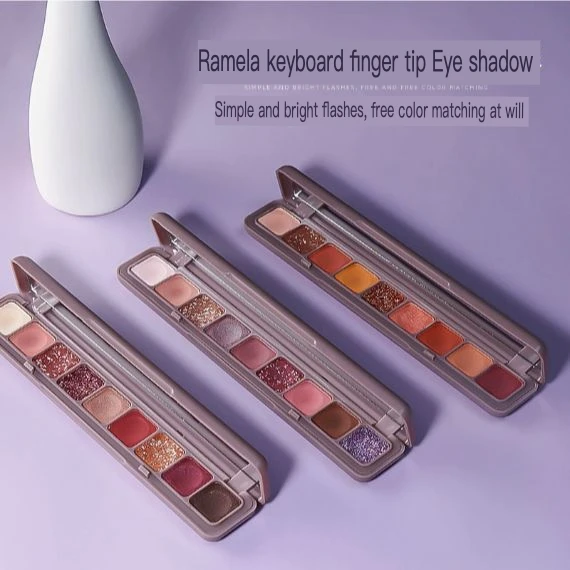 Affordable 9-Color Eyeshadow Palette Pearlescent Matte & Glitter Finishes Waterproof Keyboard Fingertip Makeup for Beginners