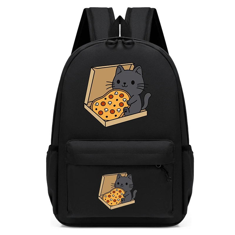 Mochila escolar de dibujos animados para niños y niñas, bolsa de libros de Anime, mochilas de gato de Pizza para adolescentes, Linda bolsa de guardería, bolsa de animales