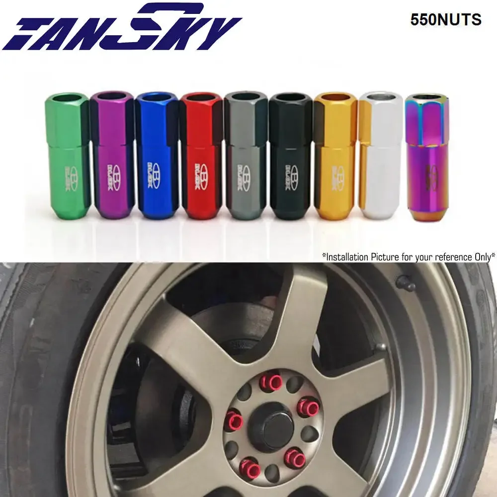 Blox Racing مزورة 7075 صواميل عروة ألومنيوم عالمية لمعظم السيارات M12X1.25 / M12X1.5، L: 60 مم 20 قطعة/المجموعة TK-550NUTS