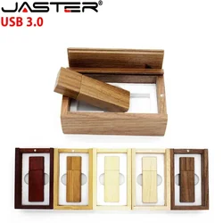 JASTER-unidad flash USB 3,0 de madera personalizada, pendrive con caja, 4GB, 8GB, 16GB, 32GB, 64GB, disco U, regalo de boda