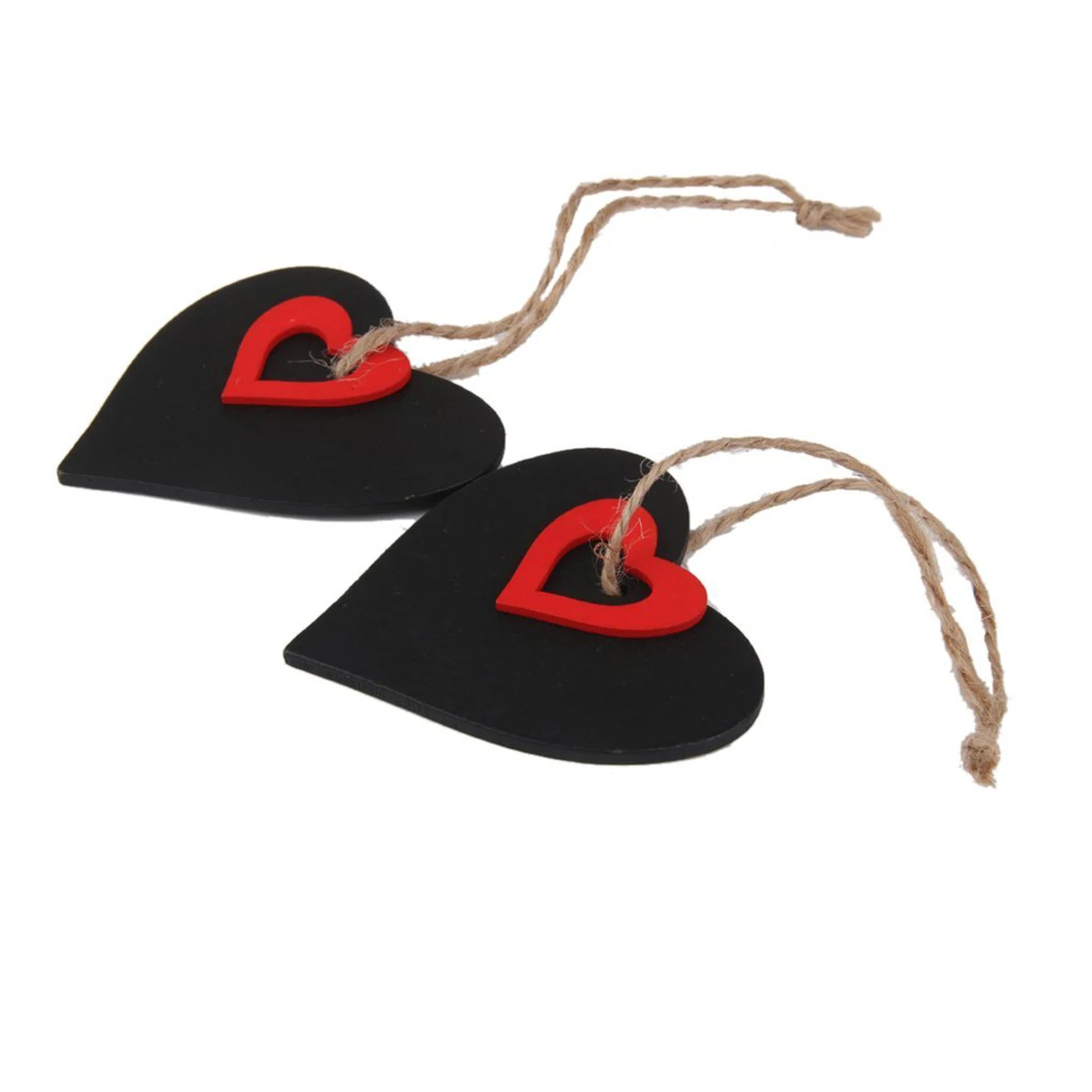 

10pcs Mini Wooden Heart Chalkboard Tags Hanging Price Gift Markers 6.5X6.5Cm Double Sided Black Red For Wedding Decoration Wine