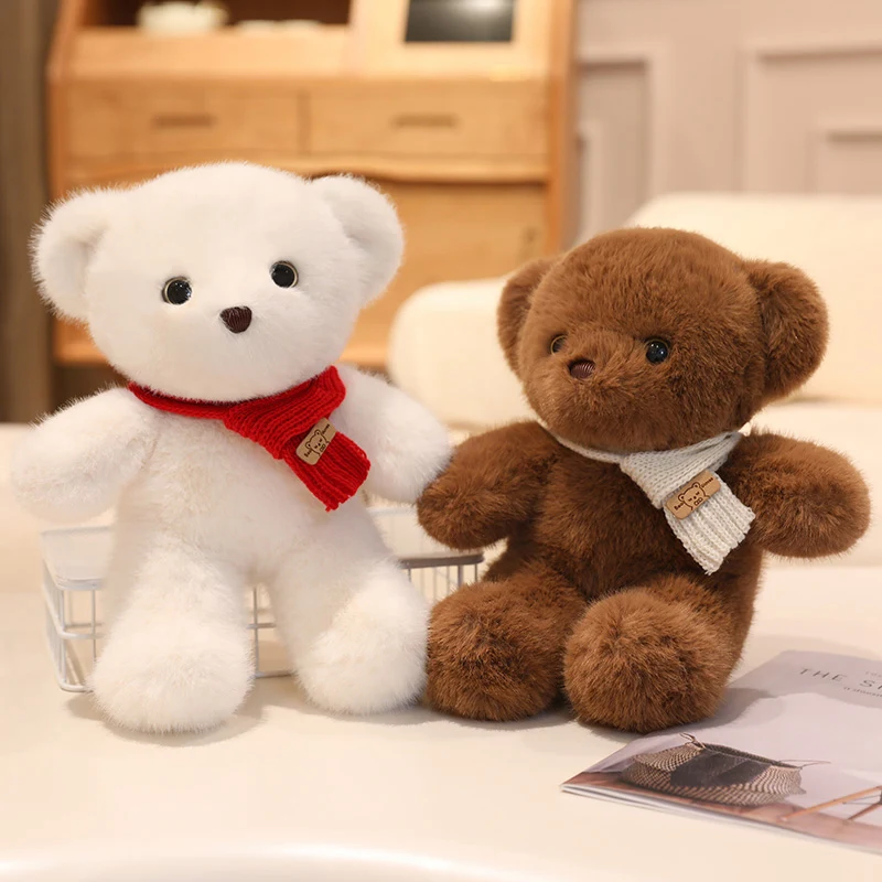 30 سنتيمتر وشاح لطيف الدب ألعاب من القطيفة الدب الصغير مع الأوشحة ثلاثة ألوان محشوة الحيوان هدايا أعياد ميلاد للأطفال تيدي بير ديكور المنزل