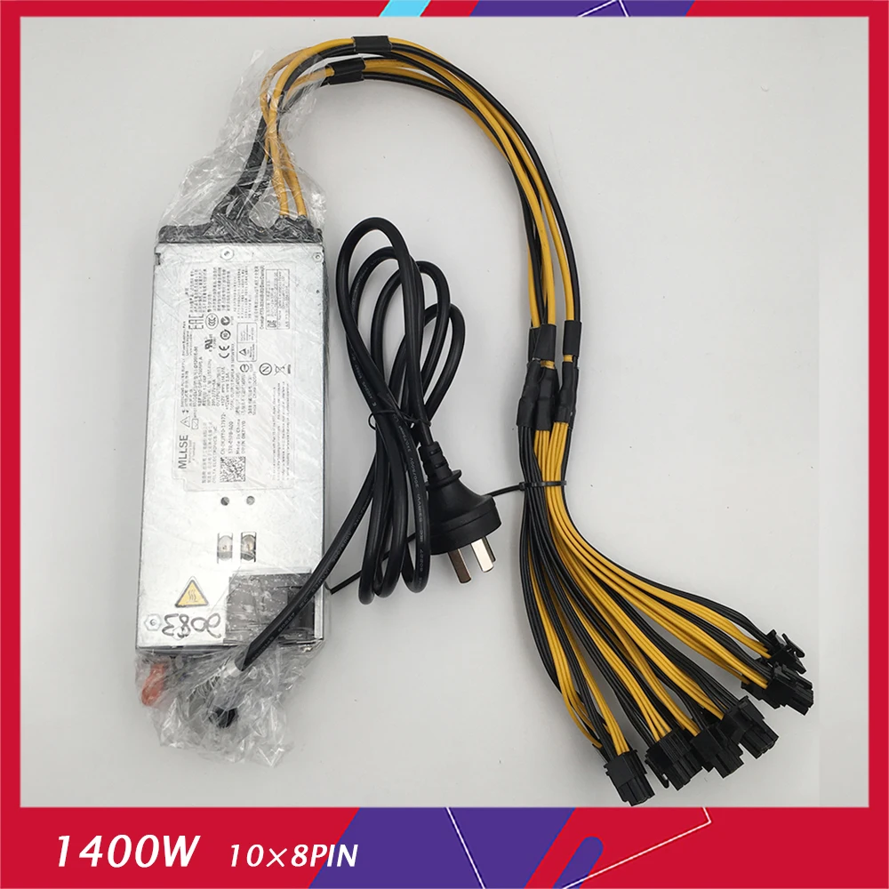 

Server Power Supply For DELL C6105 12V 1400W Model: D1200E-S1/S0 RN0HH 0CN35N 10*8PIN Can be Connected to The Mine