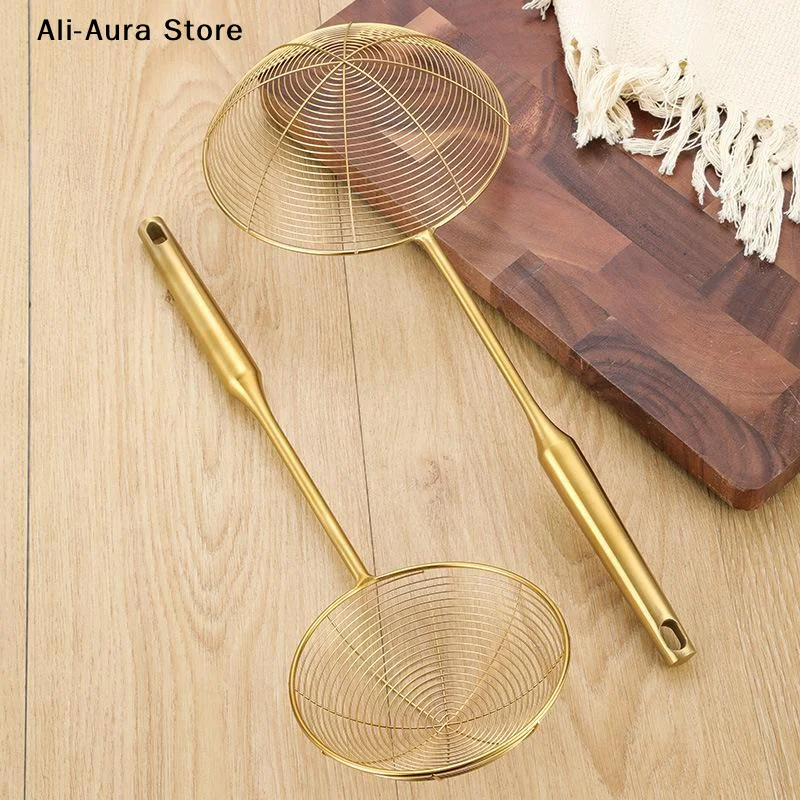 1Pcs Stainless Steel Skimmer Solid Spider Strainer Ladle Stainless Steel Kitchen Utensil Tool Fry Strainer Utensil