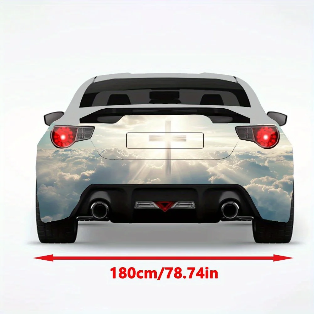 ملصق سيارة Holy_Cross_with_Light - ملصق فينيل لخلف السيارة، ملصقات فينيل ذاتية اللصق مقاومة للماء لذيل السيارة والمصد، D