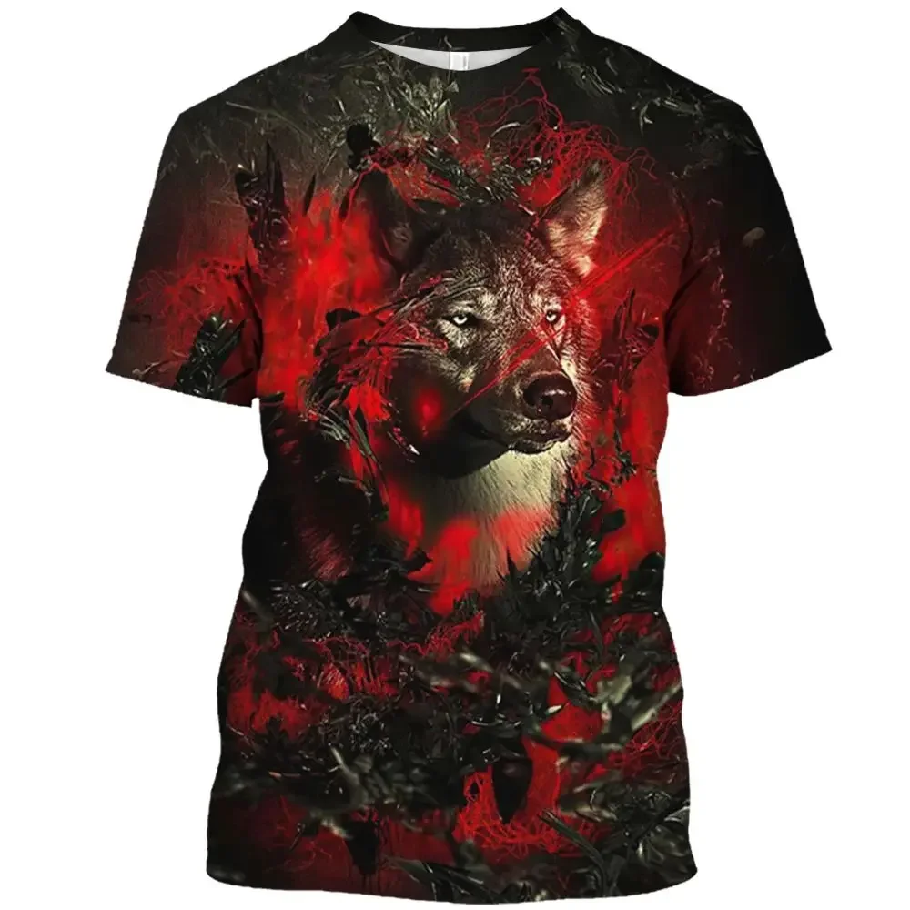

New Summer Animal Wolf Pattern 3D Print T-Shirt Men Women O-Neck Short Sleeve Oversized Harajuku Tees Tops Kid Clothing