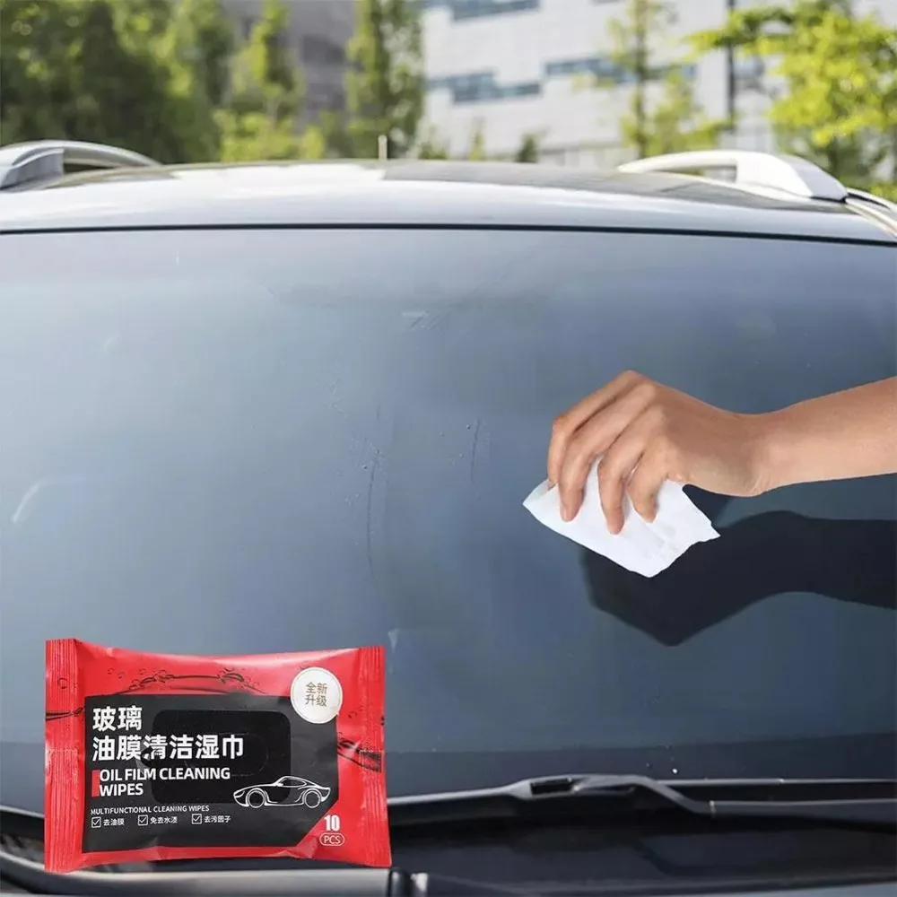 5 Bags Portable Car Glass Oil Film Removal Wipes Anti-rain Anti-fog Car Windshield Glass Cleaner Wet Towel Oil Stain Cleaner