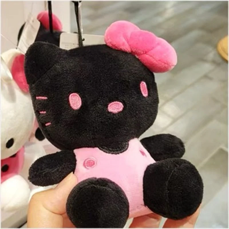 Sanrio Hello Kitty Plush Doll Cute Cartoon Black Skin Kitty Keychain Y2k Children Holiday Gifts Decoration Plush Pendant