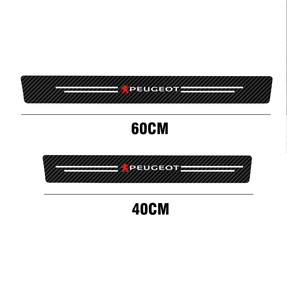 4pcs Leather Carbon Fiber Anti-Scratch Car Door Sill Decorative Sticker For Peugeot  206 3008 308 307 106 407 208 207 107 2008