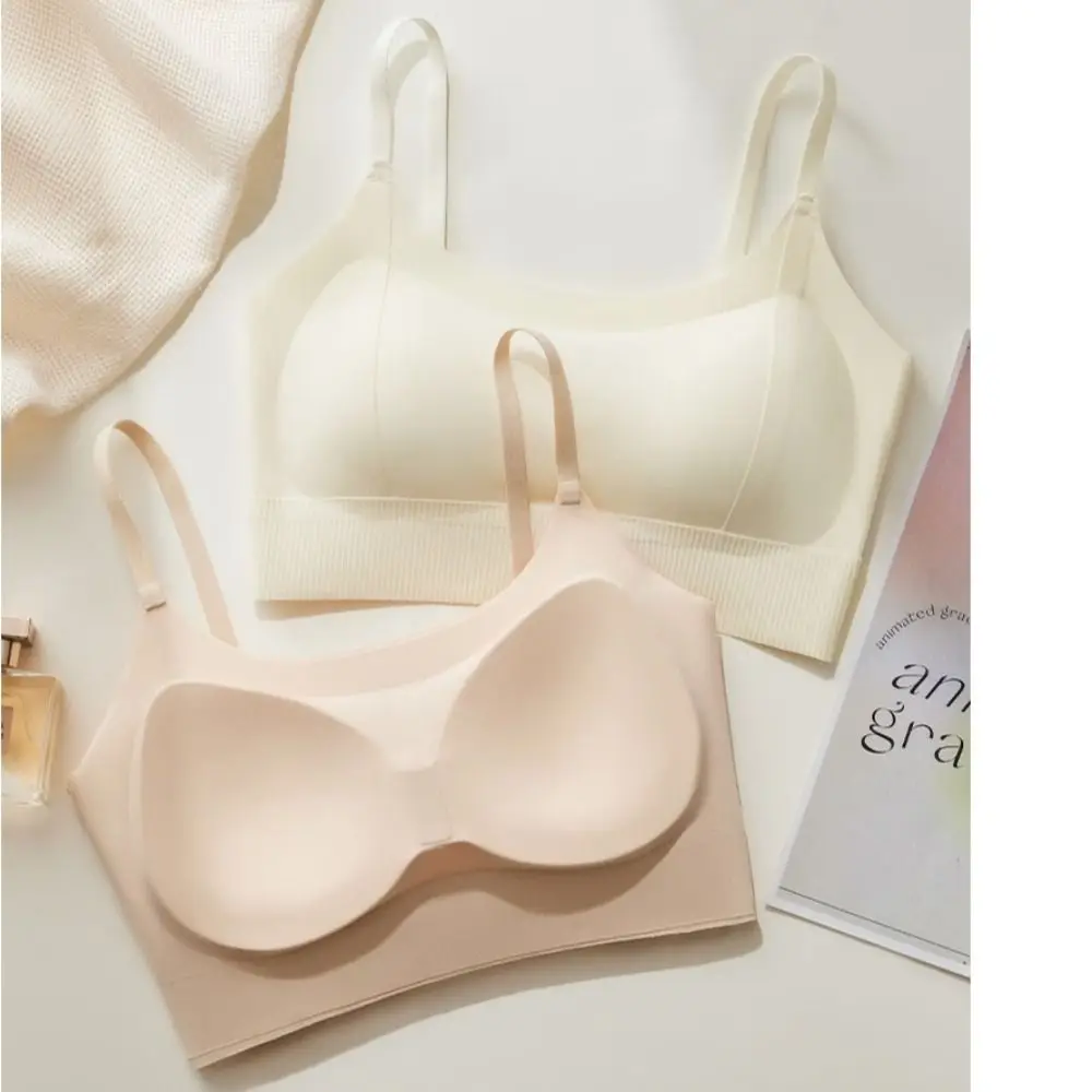 Padded Support Women Wire Free Lingerie Thin U-shaped Back Seamless Bra Breathable Fixed pad Full Coverage Underwear Gym