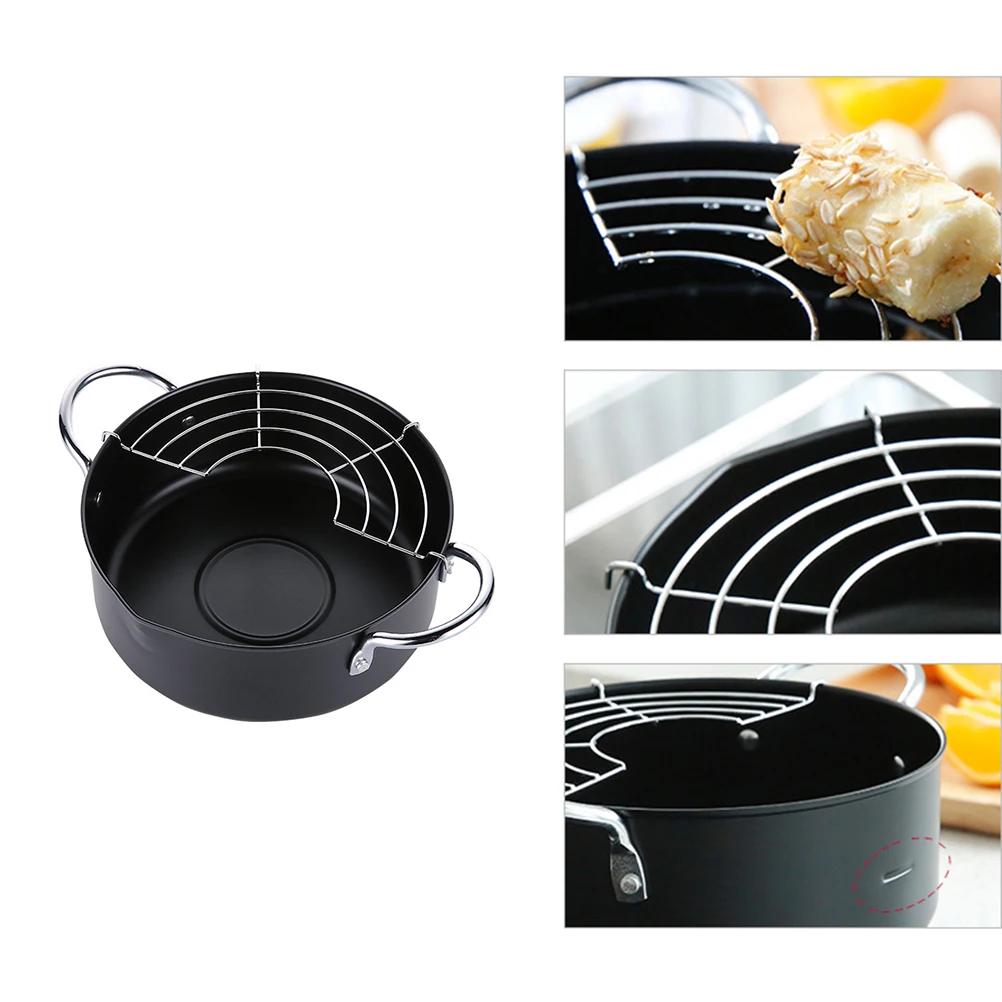 

Multifunctional Fryer Mini Frying Pot Household Pan Detachable Wire Rack Oil Drainage Compatible Gas Induction Electric Stove