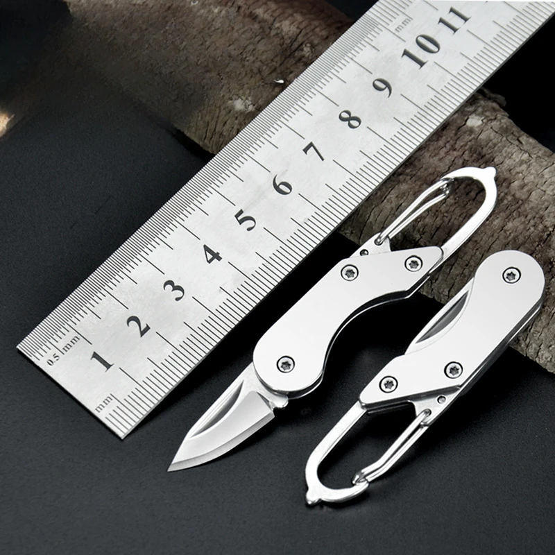 1 قطعة الفولاذ المقاوم للصدأ سكين صغير قابل للطي التخييم في الهواء الطلق المحمولة جيب المفاتيح EDC أدوات متعددة السكاكين مع مشبك أدوات في الهواء الطلق