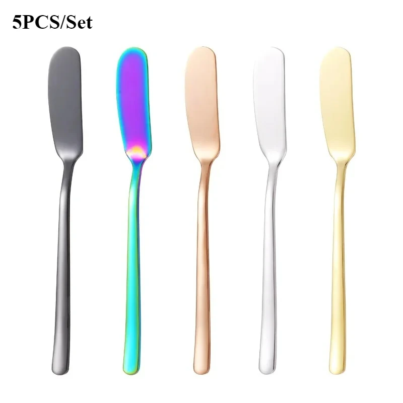 

5PCS 304 Stainless Steel Butter Knife Cheese Dessert Spreaders Cream Knifes Utensil Cutlery Dessert Tools Western Breakfast Tool