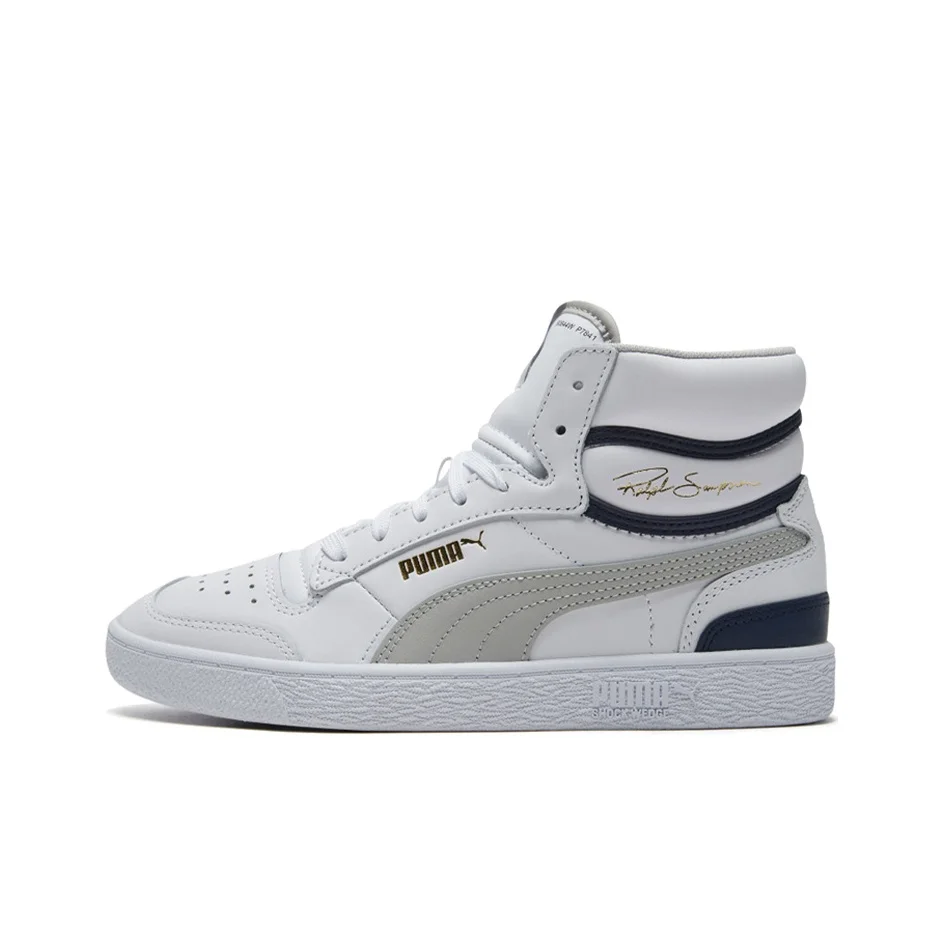 PUMA Ralph Sampson Skateboard Shoes Unisex Mid Top White/Dark Blue 370847-04