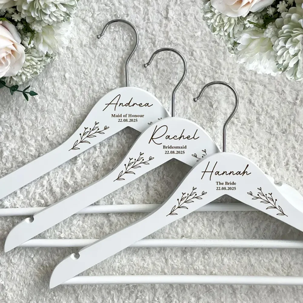 

Personalized Floral Wedding Dress Hanger Engraved Hanger Bride & Groom Engagement Bachelorette Party Bridal Shower Bridal Gift