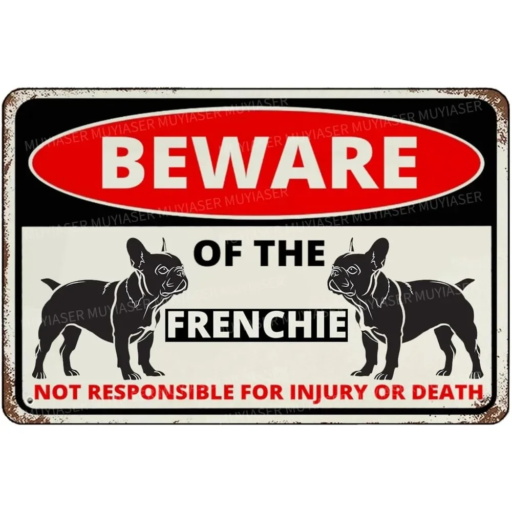 YardAlert French Bulldog W-Warning Sign - UV-Resistant Aluminum - Clear Caution for Outdoor Fences & Garden Spaces