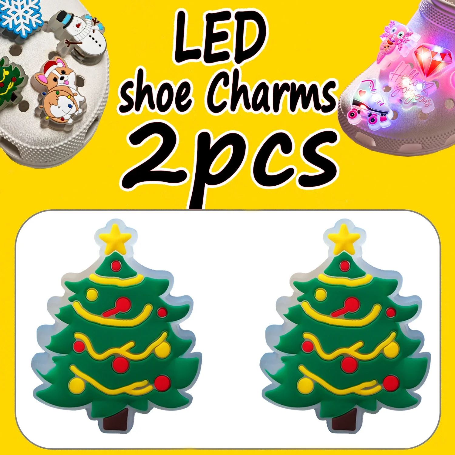 1/2PCS LED Christmas Gifts Shoes Charms Santa Claus Snowman Luminous Shoe Accessories Gingerbread Man Dog Cat Clog Deccoration