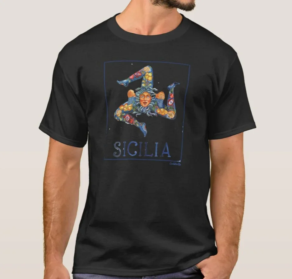 

Creative Design Sicilian Heritage Trinacria T-Shirt. Summer Cotton Short Sleeve O-Neck Mens T Shirt New S-3XL