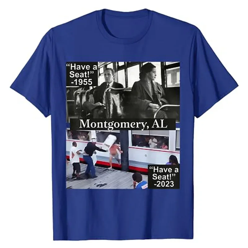 Top Cool Cotton Short Sleeve Blouses Montgomery Alabama Brawl Folding Chair Riverboat Fight T-Shirt Humor Funny Graphic Tee Y2k