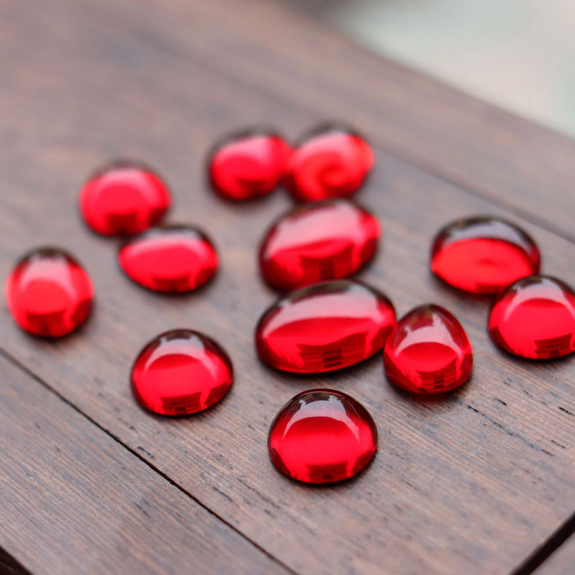 50pcs Red Round Oval Glass Cabochon 6-20mm Red Glass Cabs Flatback DIY Ring Necklace Jewelry Making Findings Crafts Supplies