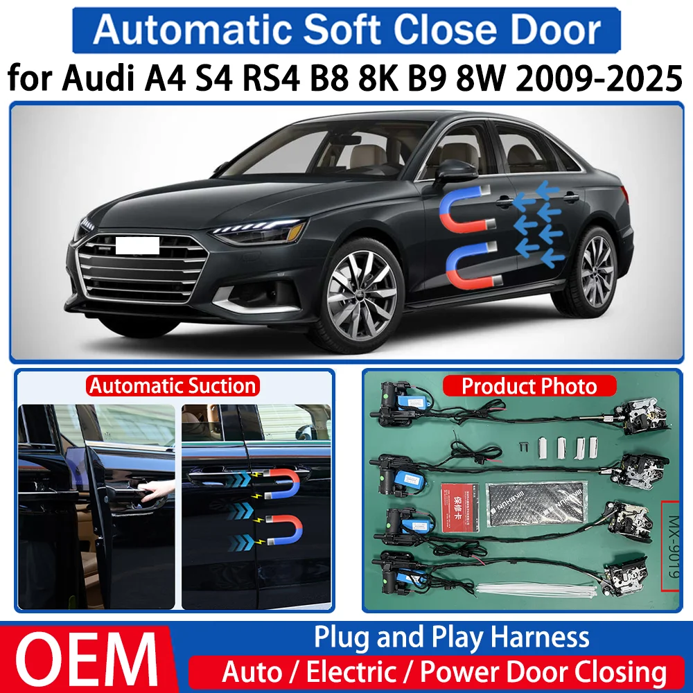 

for Audi A4 S4 RS4 B8 8K B9 8W 2009-2025 Car Automatic Soft Close Door Electric Suction Kit Auto Power Closing System Plug＆play