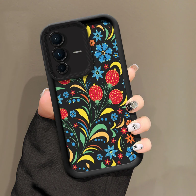 Flower Phone Case For Vivo V70 FE V60 Lite V50 V40 Pro V27 V25 V23 V20 V21 V30 SE V30E V29E Shockproof Silicone Matte Cover view 4