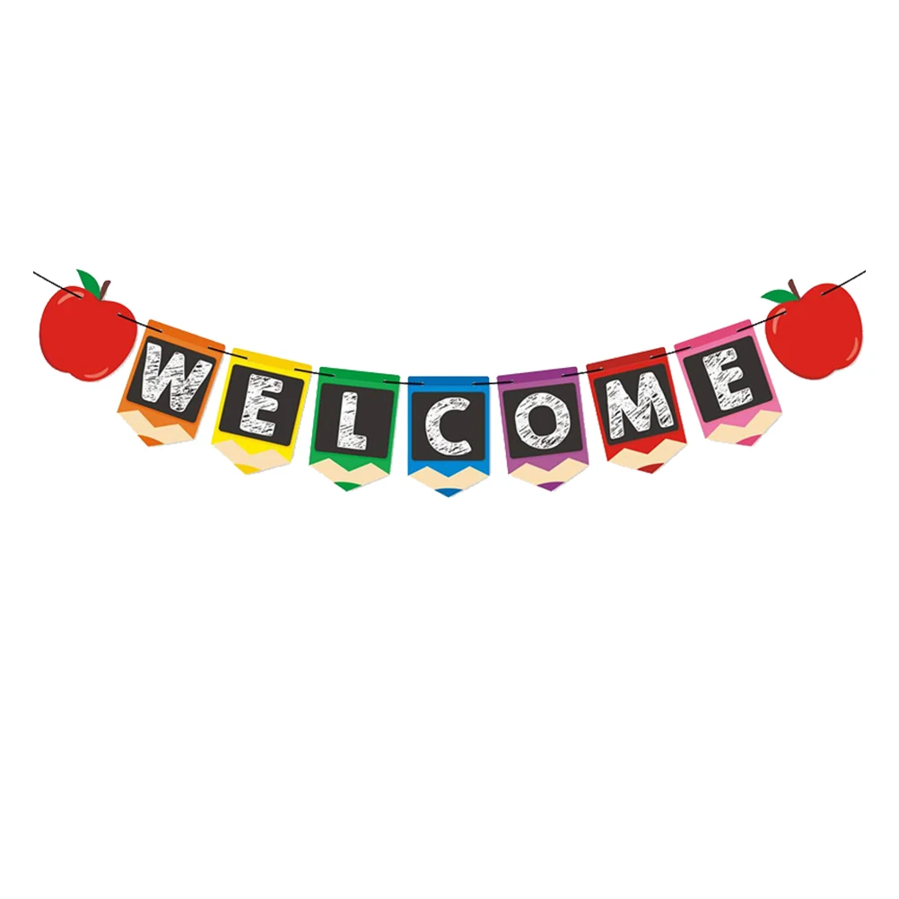 

Letter Pull Flag Garland Welcome Banner School Party Supplies Classroom Decor Colorful Reusable Premium Paper Starting School