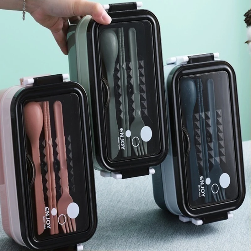 Boîte à lunch à double couche en acier inoxydable, boîte à bento, récipient alimentaire pour étudiants, employé de bureau, micro-ondes, boîte de rangement des aliments chauffants