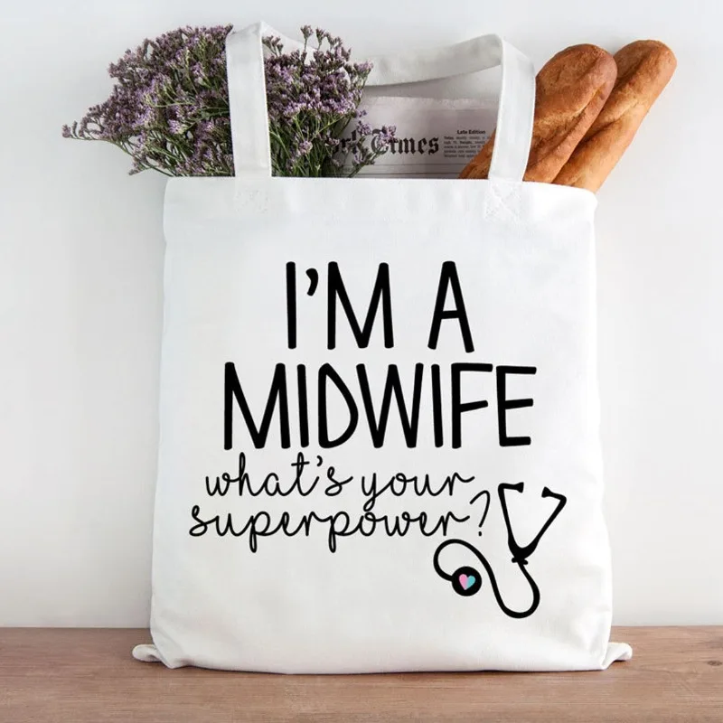 

I'm A Nurse Superpower Midwife Doctor's New Large-capacity Wild Hand Bill of Lading Shoulder Canvas Bag