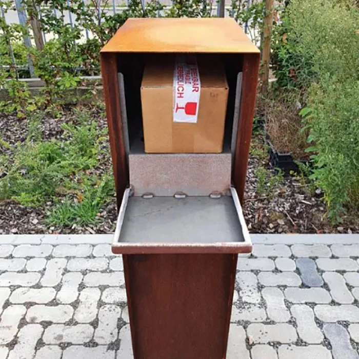 

Garden Decorative Large Parcel Storage Box Corten Steel Weather Resistant Mailbox