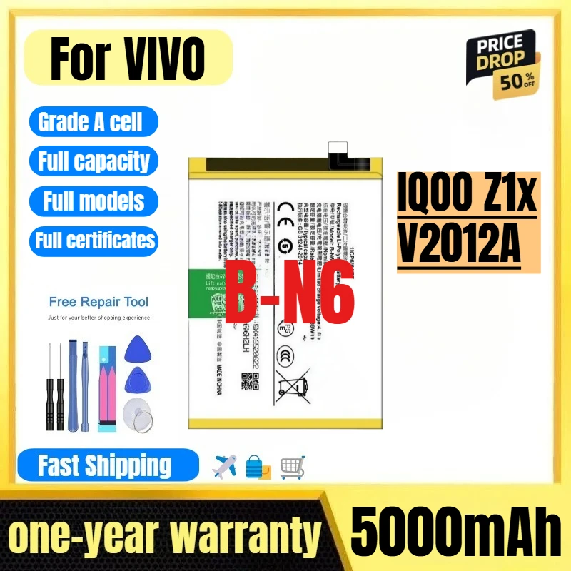 B-N6 for VIVO IQOO Z1x/V2012A  Phone Battery 0 Cycle High Quality High Capacity  Replacement Bateria Grade A Cell with Tools