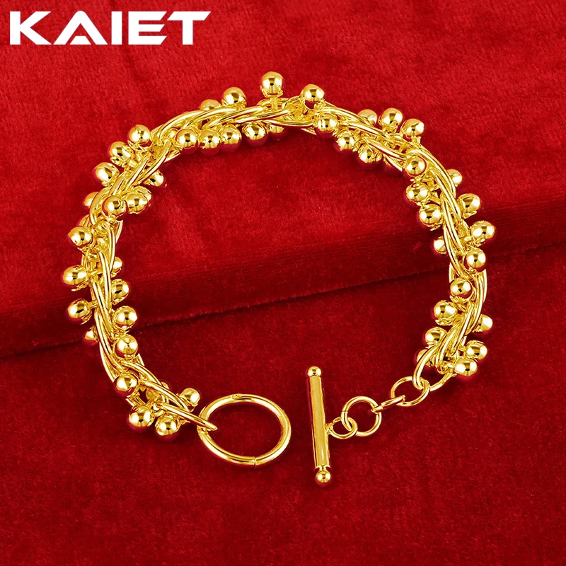 

KAIET 925 Sterling Silver Grape Chain Bracelet Plated With 18K Gold Wedding Party For Women Charm Jewelry