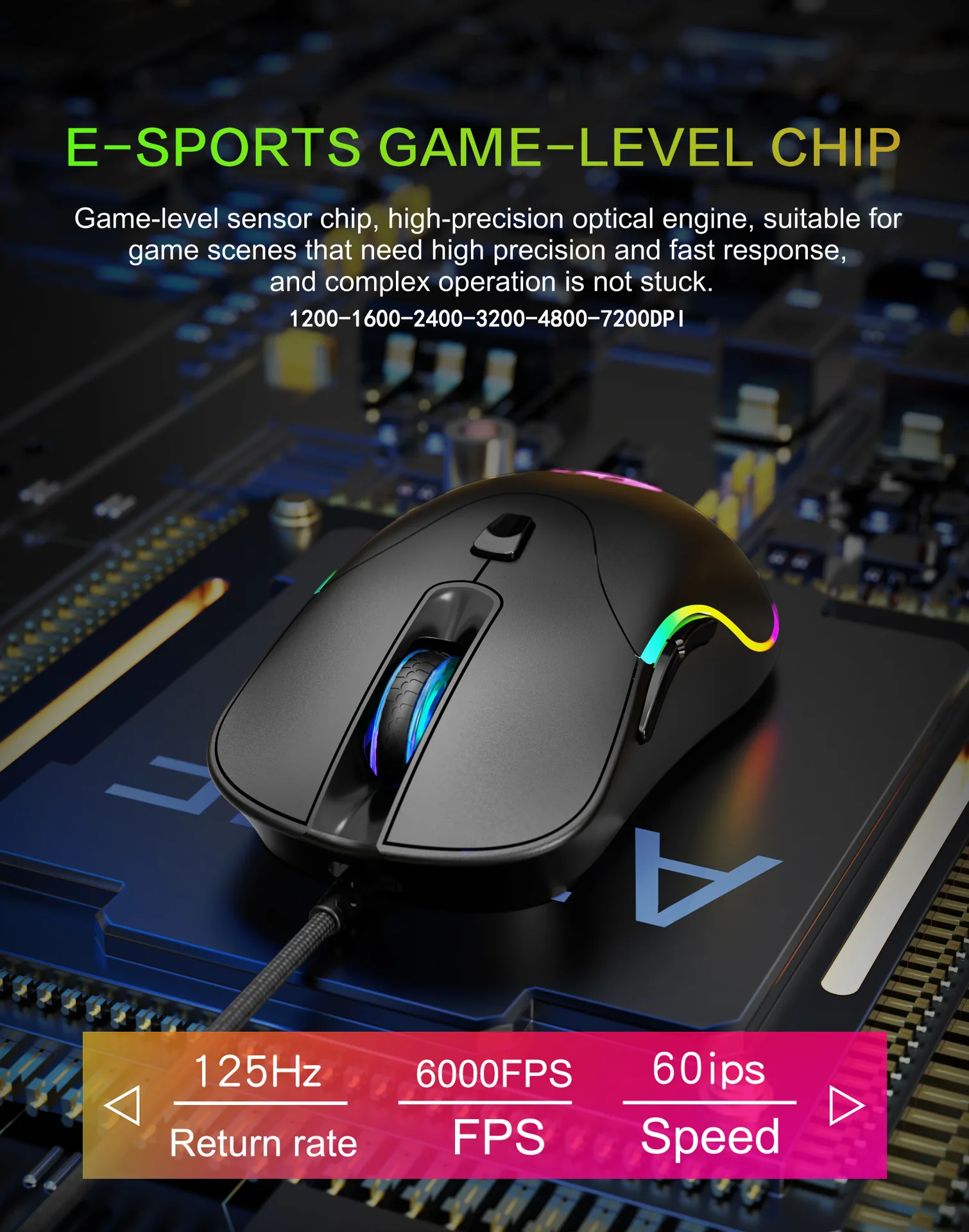 Wired E‑Sport 7D Gaming Mouse, RGB Dynamic Marquee Glowing Light, Programmable Button Function, Gaming Mice for Desktop Laptop
