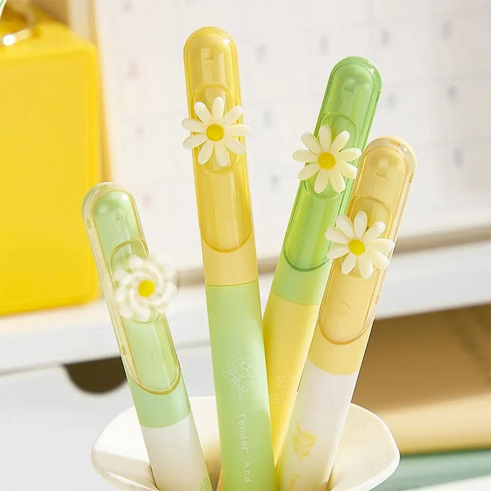 4PCS 0.5mm Black Ink Gel Pen Rotatable Windmill Decor ST Tip Neutral Pen Quick Drying Rotate Using Ballpoint Pen Students