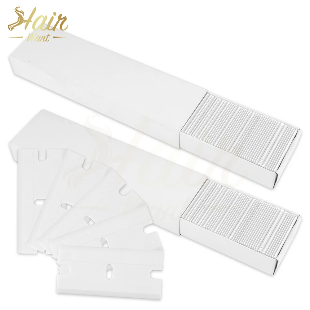 Hair Want 200 Pack Plastic Razor Blades, Double Edged Scraper Blades, Safety Razor Blades Easy Replacement, Perfect for Scraping